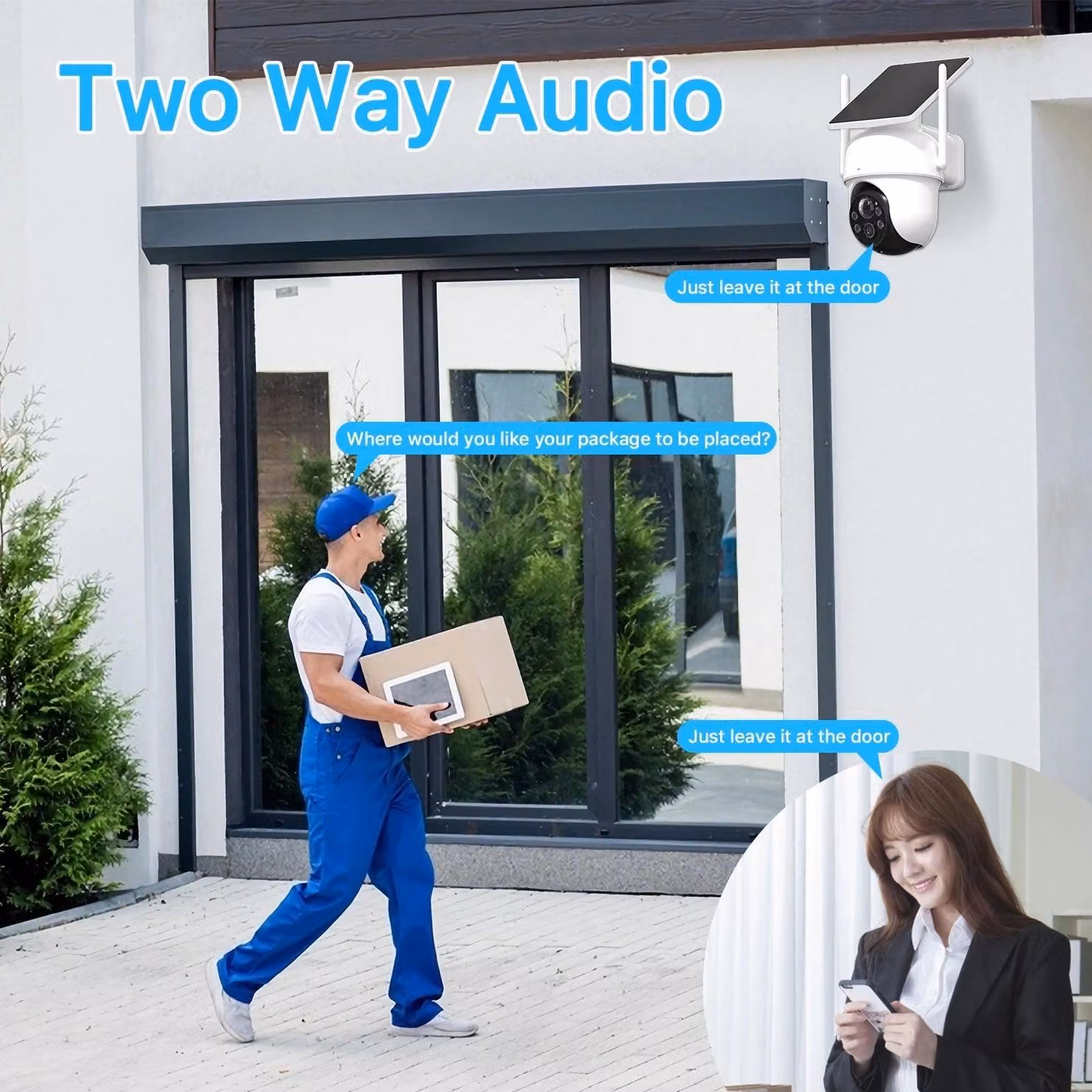 Telecamera di sicurezza - Sistema di videosorveglianza - Wireless - Per uso esterno - 2 unità - 2K Ultra HD - Con pannello solare