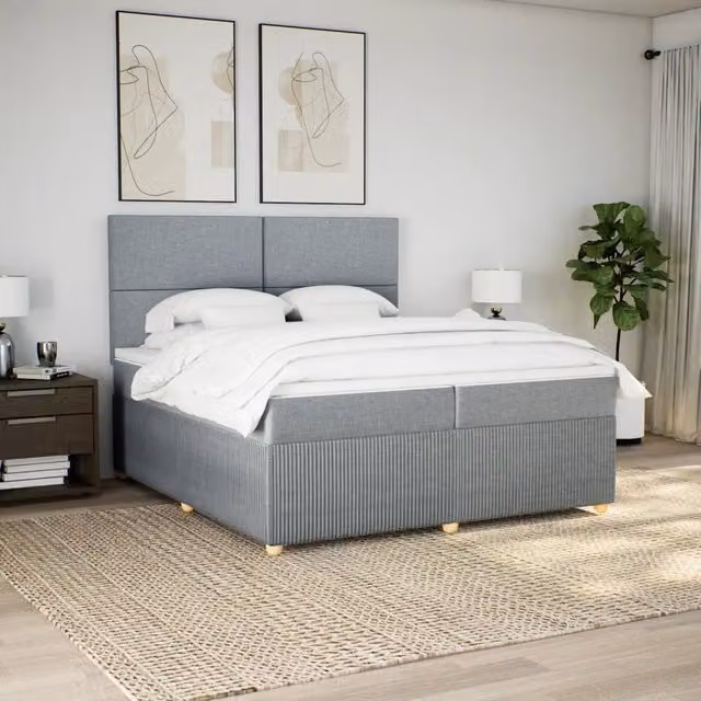 Letto Ibrido vidaXL con Base a Sollevamento e Materasso a Molle Insacchettate Grigio e Bianco L/P/H: 200 x 200 x 150,5 cm
