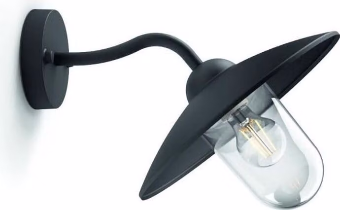 Philips Hammock Lampada da parete per esterni, nero, vetro trasparente, IP44, 23,7x30x36,6 cm