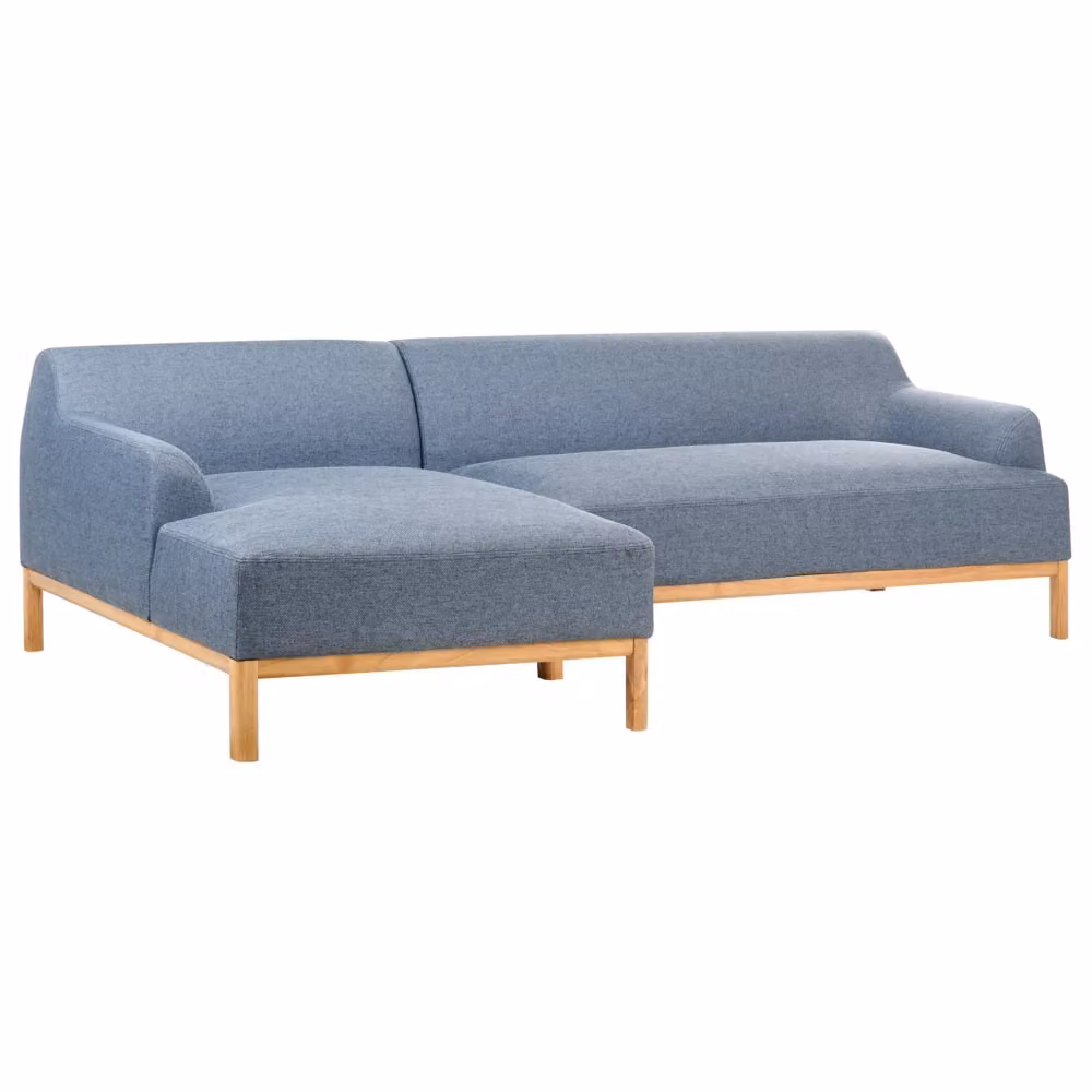 Divano angolare moderno BELIANI blu con struttura in legno e seduta in tessuto, orientamento a destra, L/P/H: 251 x 132 x 74 cm – 2
