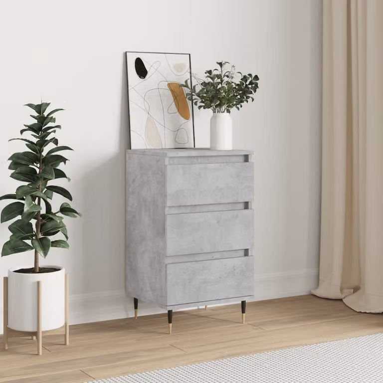 Credenza moderna vidaXL in legno e metallo, Grigio, L 40 cm x P 35 cm x H 70 cm
