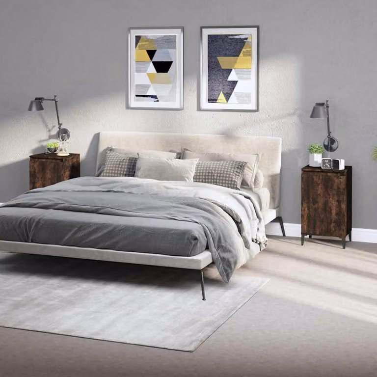 Set di 2 comodini vidaXL in legno multistrato color rovere fumo L/P/H: 40 x 35 x 70 cm