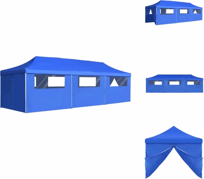 vidaXL Tenda pieghevole per feste pop-up con 8 pareti laterali 3 x 9 m blu - Padiglioni e tende per feste