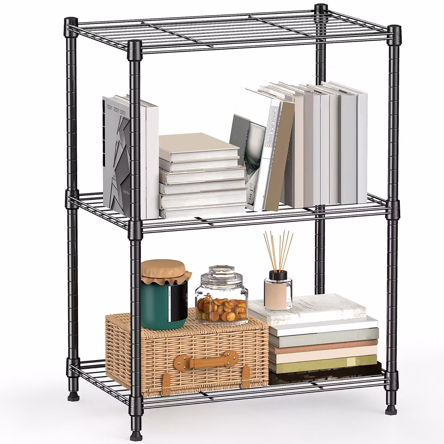 Scaffale portaoggetti a rete - Scaffale in metallo - 30 x 45 x 67 cm - Grigio ferro - Per cucina e bagno