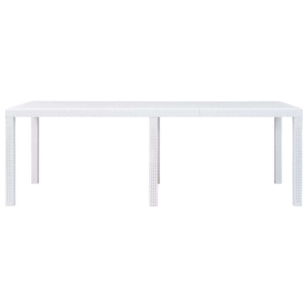 Tavolo da Giardino Bianco 220x90x72 cm in Plastica Stile Rattan
