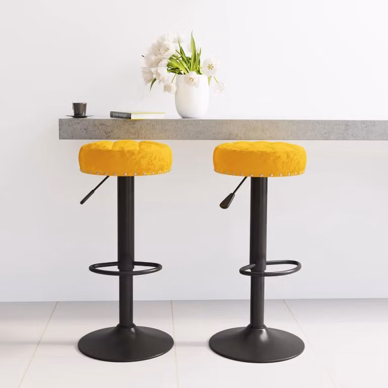 Set di 2 sgabelli da bar vidaXL in velluto giallo con base girevole a 360 gradi