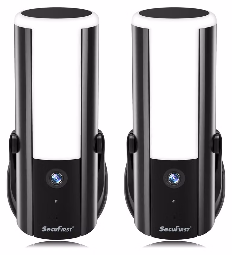 Telecamera di sorveglianza con luce da parete, risoluzione 2K, 900 lumen, confezione da 2, per uso esterno