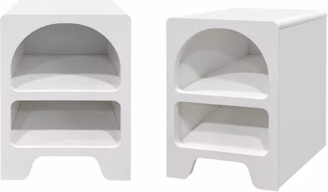 Set di 2 comodini moderni Sweeek in MDF bianco opaco con 2 nicchie