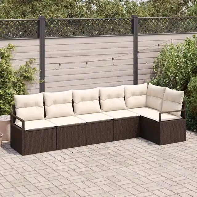 Set di divani 6 pz Marrone polyrattan 3346398