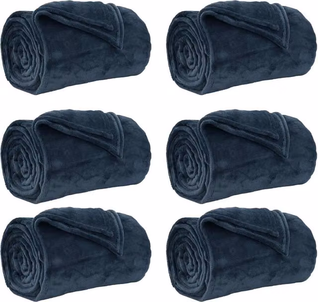 Coperte da Pile 6 pz Blu navy 220 x 240 cm Panno