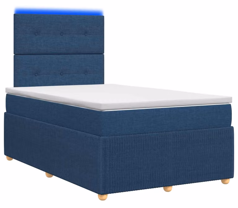 Letto boxspring LED con materasso blu 120 x 200 cm Tessuto