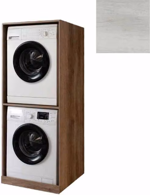 Mobile Lavanderia a Colonna per Lavatrice e Asciugatrice Senza Ante 70x70x174A cm in Nobilitato Unika Olmo Bianco
