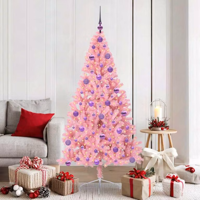 Maison Exclusive - Albero di Natale artificiale preilluminato Rosa 180 cm PVC