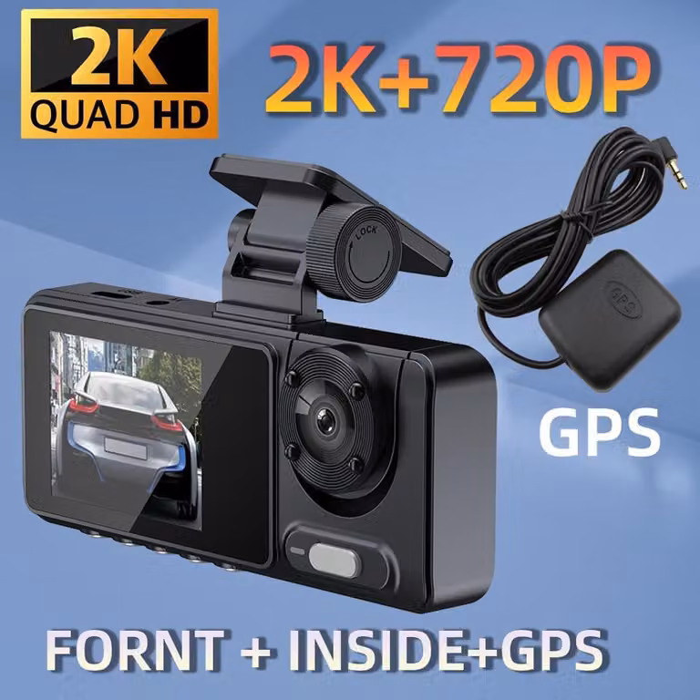 2 telecamere Dash Cam Videocamera multilingue e chiara per la registrazione video dell'auto Registratore con telecamera grandangolare Sicurezza dell'auto durante la guida