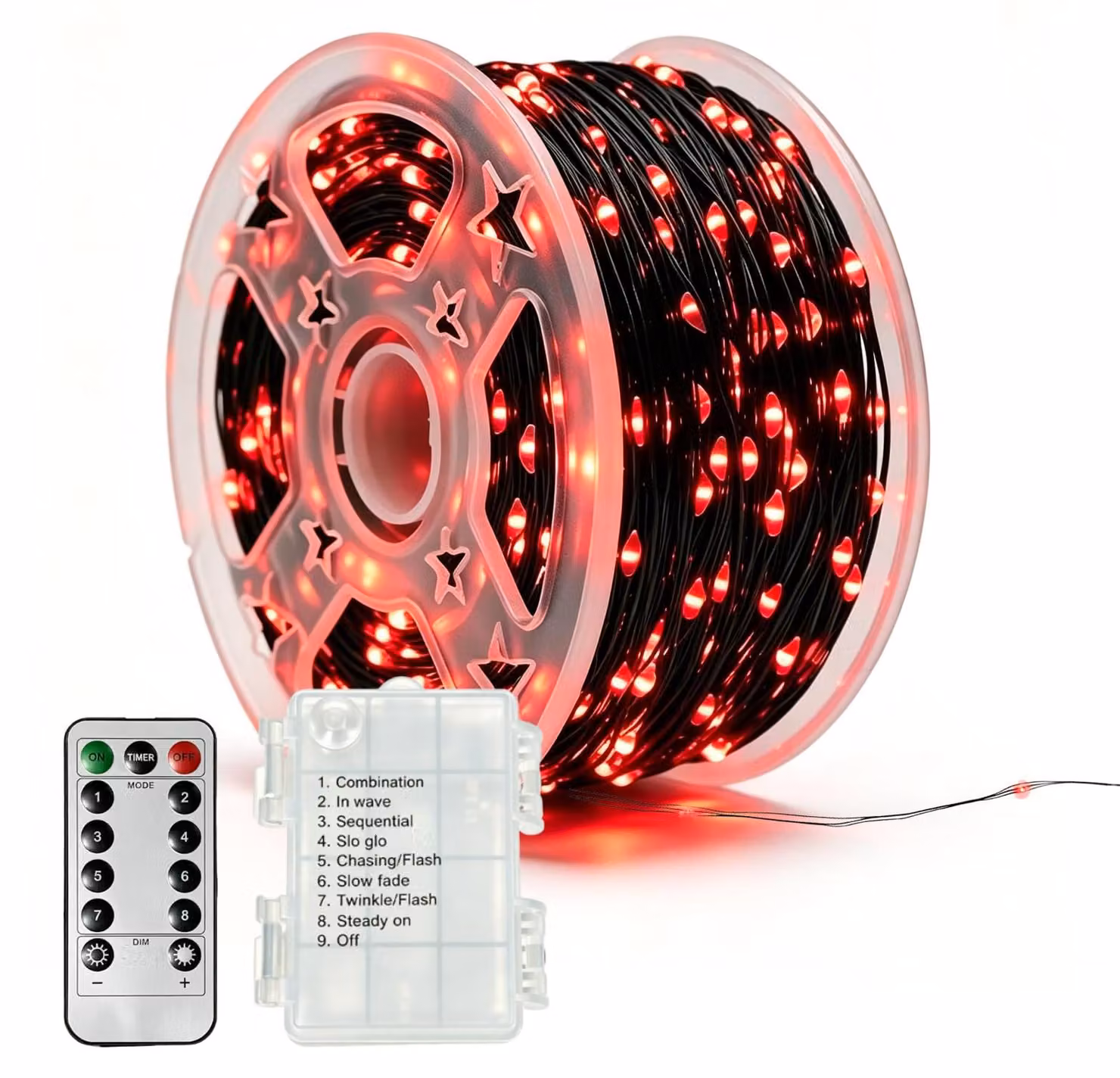 Catena luminosa a tema Halloween, 20 metri, 200 LED, alimentazione a batteria, grado di protezione IP65
