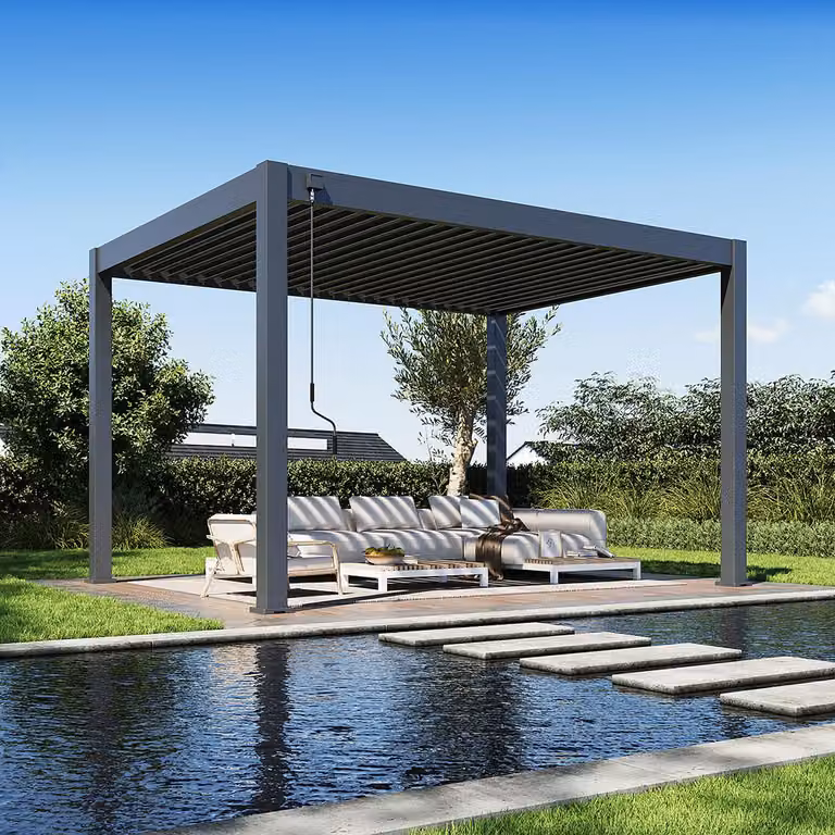 Pergola Weide Deluxe Plus interamente in alluminio 3x4 m con tetto a lamelle, indipendente, antracite