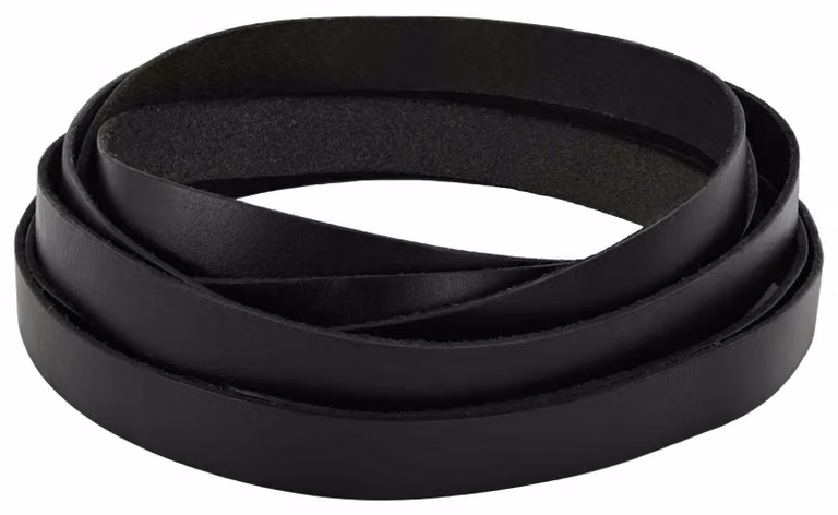 Cinghia in pelle, colore nero, dimensioni 200 x 1,5 cm, materiale: pelle