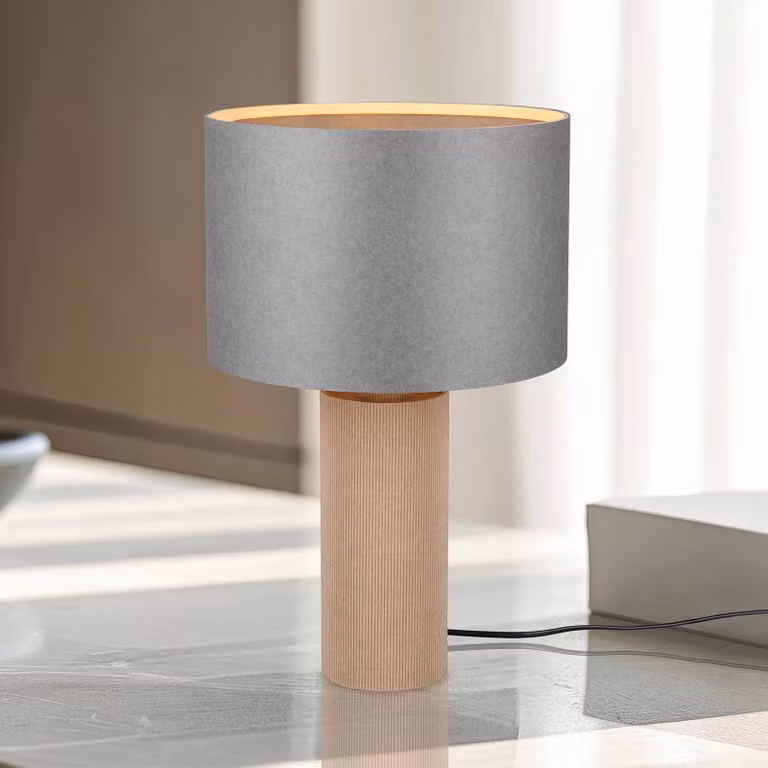 Trio Lighting Lampada da tavolo Canio, Alluminio / Grigio / Zincato, Soggiorno / Sala da pranzo, Carta / Lunolit / Lunopal, Lampada da tavolo
