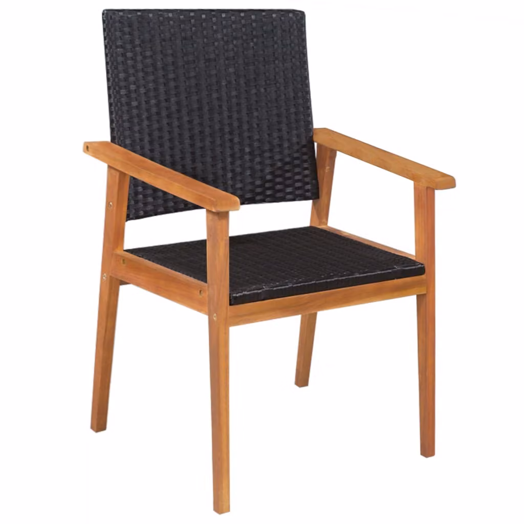 set da pranzo da giardino 5 pezzi in rattan nero e marrone
