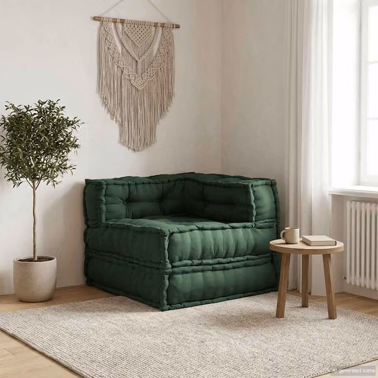 Divano componibile moderno vidaXL in tessuto verde L: 70 cm, P: 70 cm, H: 54 cm