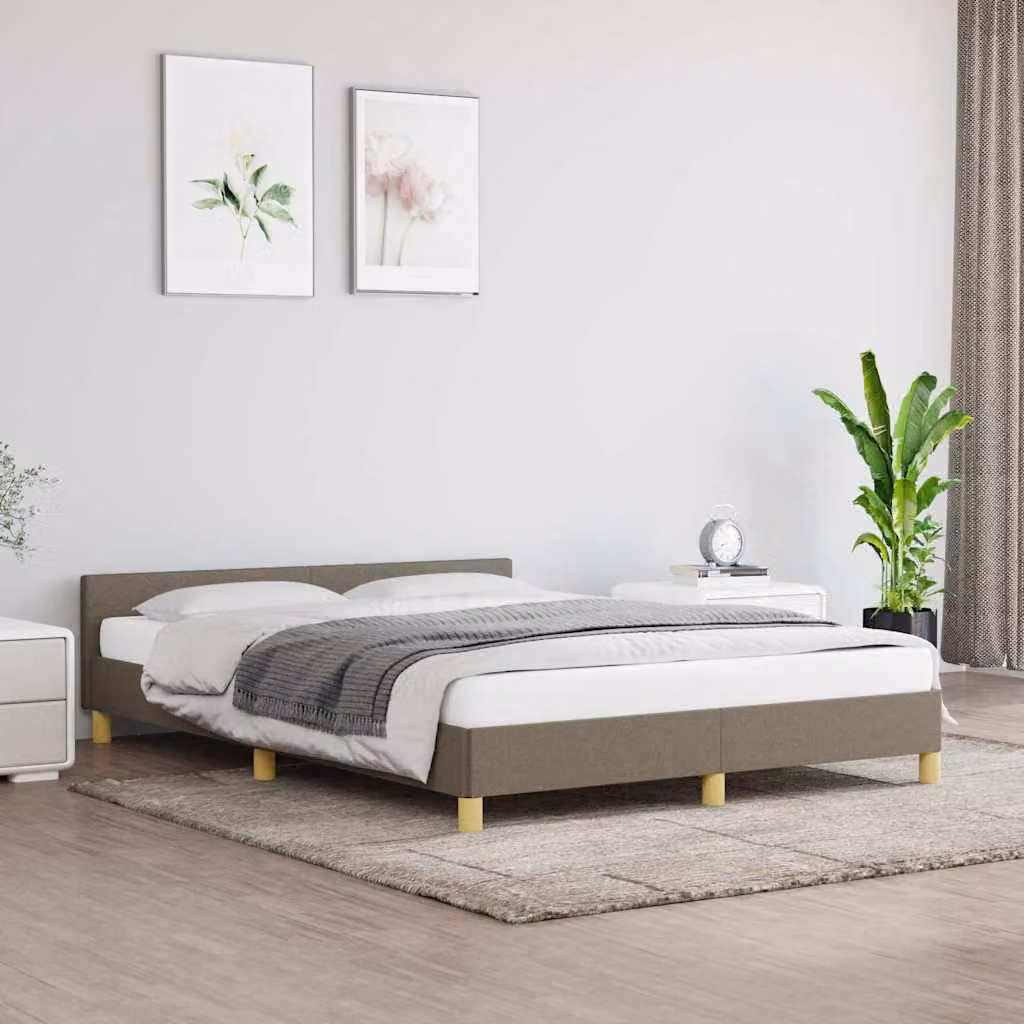 Giroletto vidaXL senza materasso in tessuto tortora L/P/H: 140 x 190 x 146 cm