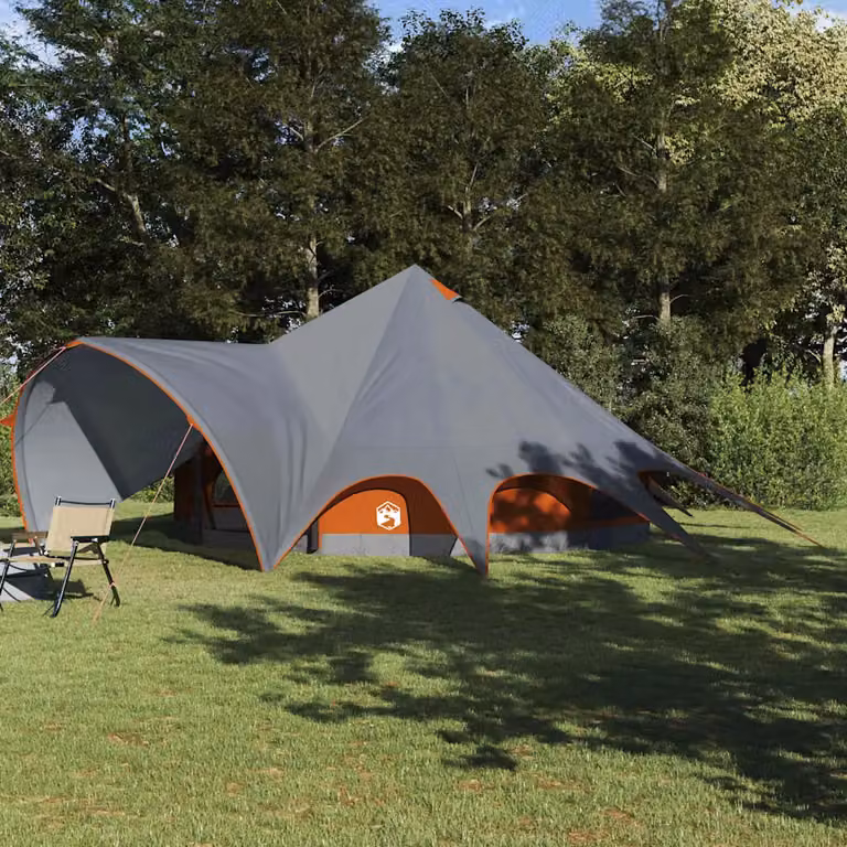 Tenda Teepee vidaXL per 9 persone, Grigio e Arancione