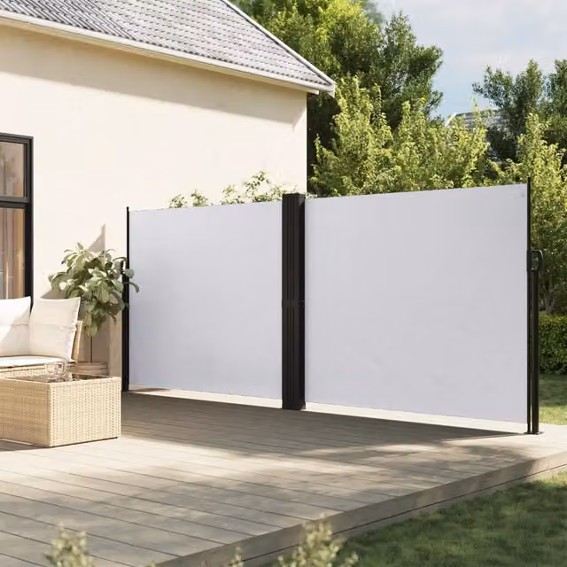 Tenda da Sole Laterale Retrattile vidaXL Bianca in Poliestere e Acciaio L: 1200 cm, H: 160 cm