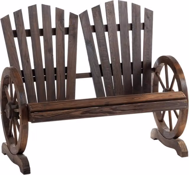 Panchina da giardino con braccioli, seduta, arredamento da giardino, panchina rustica, legno massello, marrone scuro, 108 x 66 x 95 cm