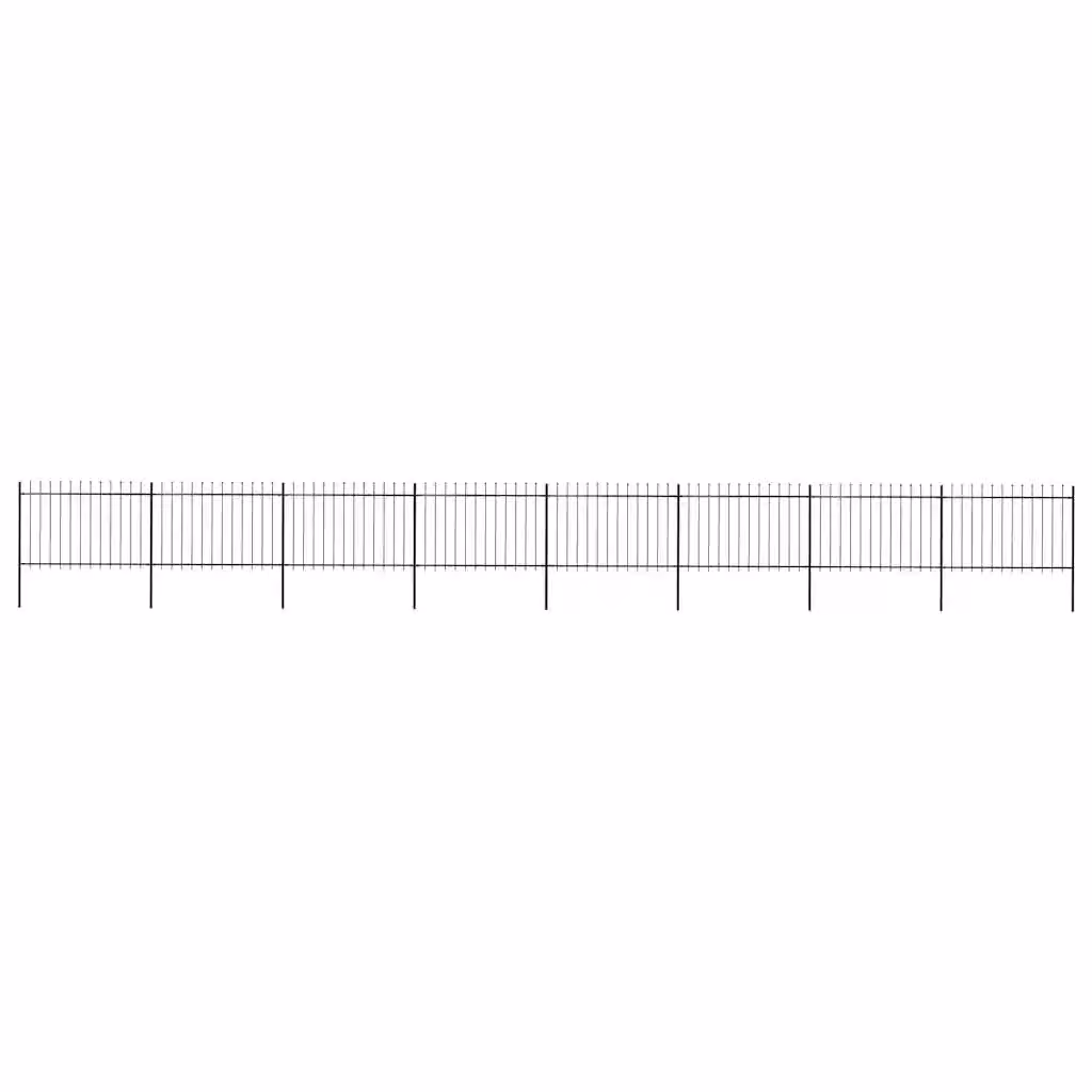 Recinzione da giardino vidaXL in acciaio con punta a lancia, colore nero, L: 1339 cm, H: 120 cm