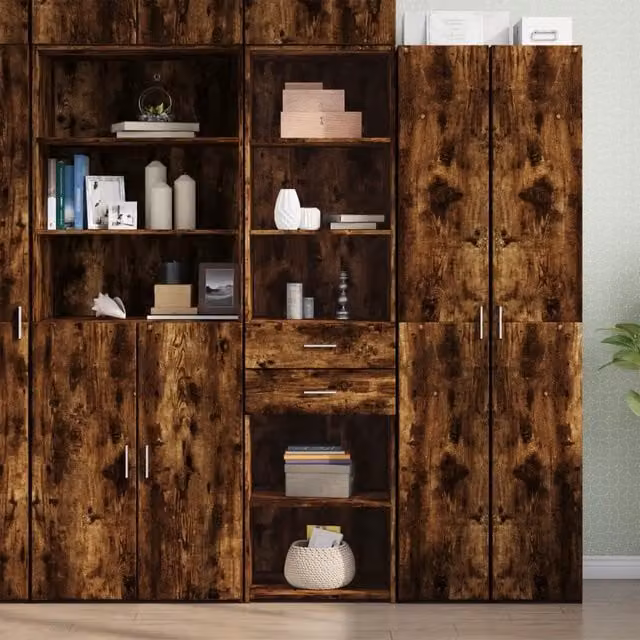 Credenza moderna vidaXL in legno rovere color marrone, sospesa, L 50 cm x P 42,5 cm x H 185 cm