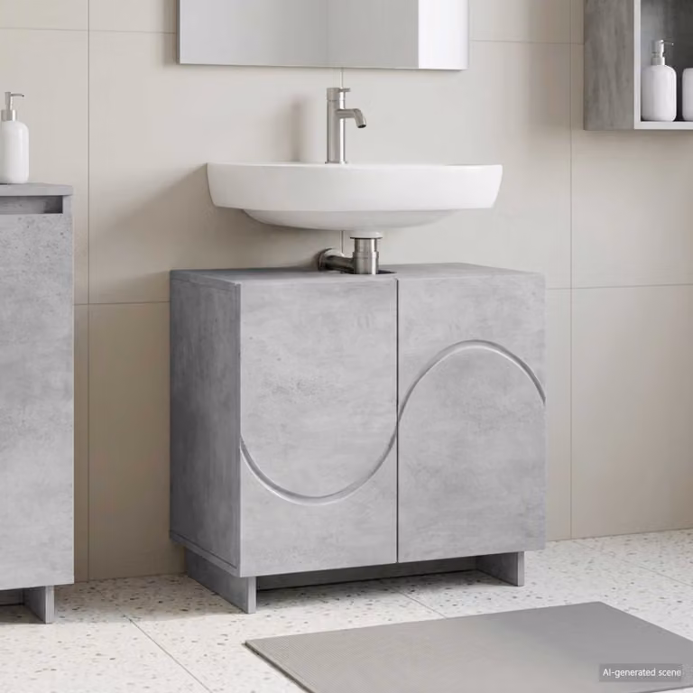 Mobile da bagno moderno vidaXL in legno Grigio, L: 60 cm, P: 41 cm, H: 58 cm