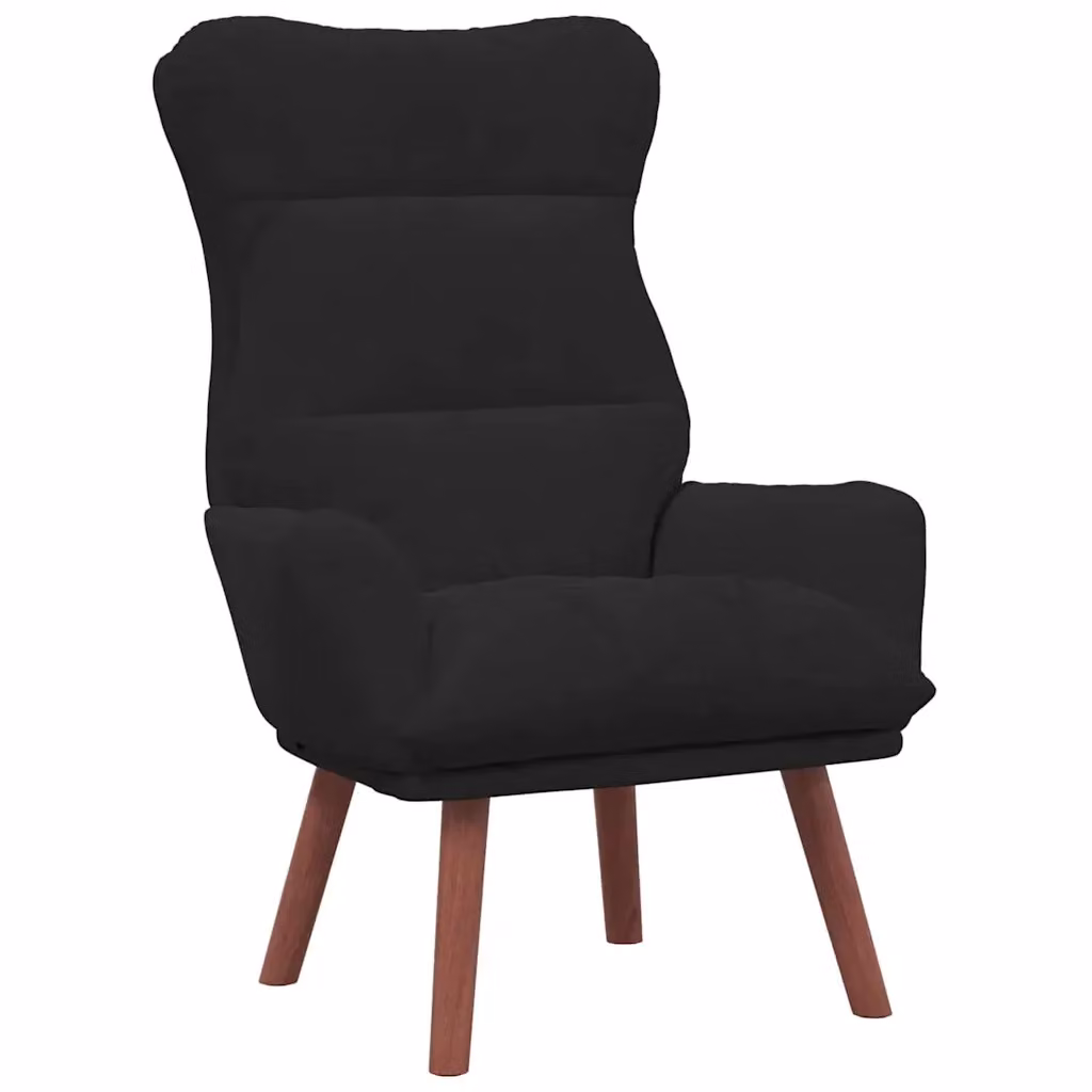 Poltroncina moderna in velluto nero con braccioli e struttura in legno di gomma L: 69 cm, P: 74 cm, H: 93 cm – 2
