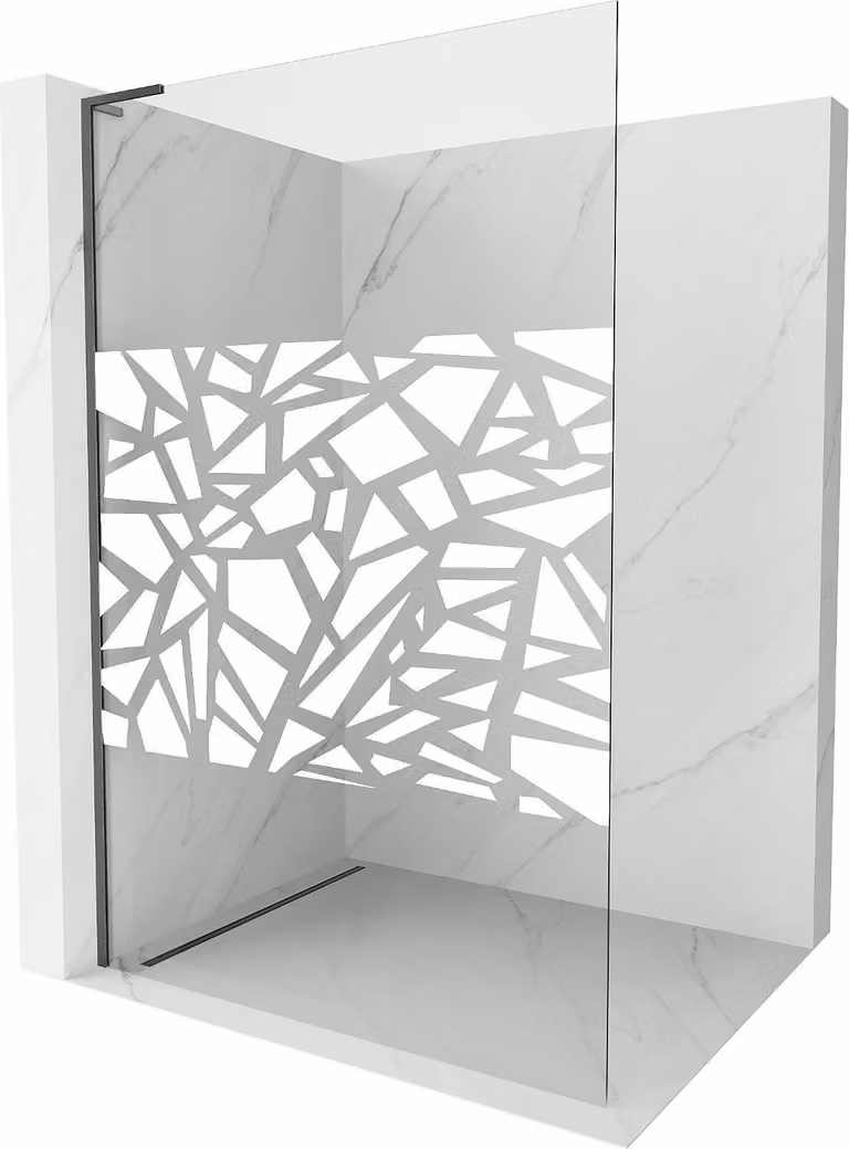 Mexen Kioto L parete doccia Walk-in 110 x 200 cm, motivo bianco, grigio canna di fucile spazzolato - 800-110-103-66-85