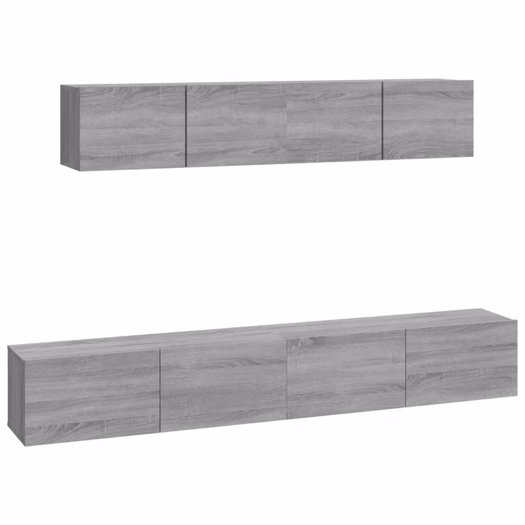Set di mobili porta TV da 4 pezzi vidaXL in legno multistrato grigio stile classico per il tuo soggiorno – 2