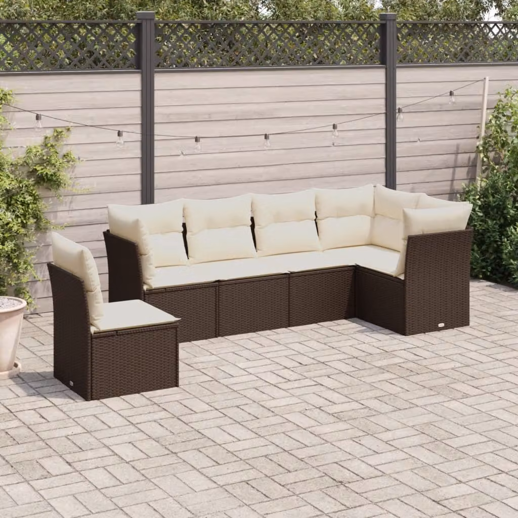 Maison Exclusive - Set da giardino 7 pezzi con cuscini Marrone Poly Rattan