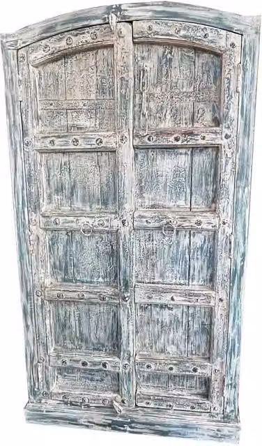 Cestello vintage in legno blu WANDERLUST DECO L: 107 cm, P: 42 cm, H: 192 cm