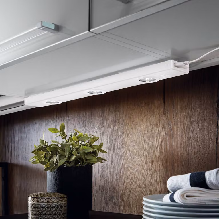 EGLO Lampada da mobili Kob LED con interruttore, bianco, Bianco / Opale, Cucina, Metallo, Moderno, Lampade per mobili