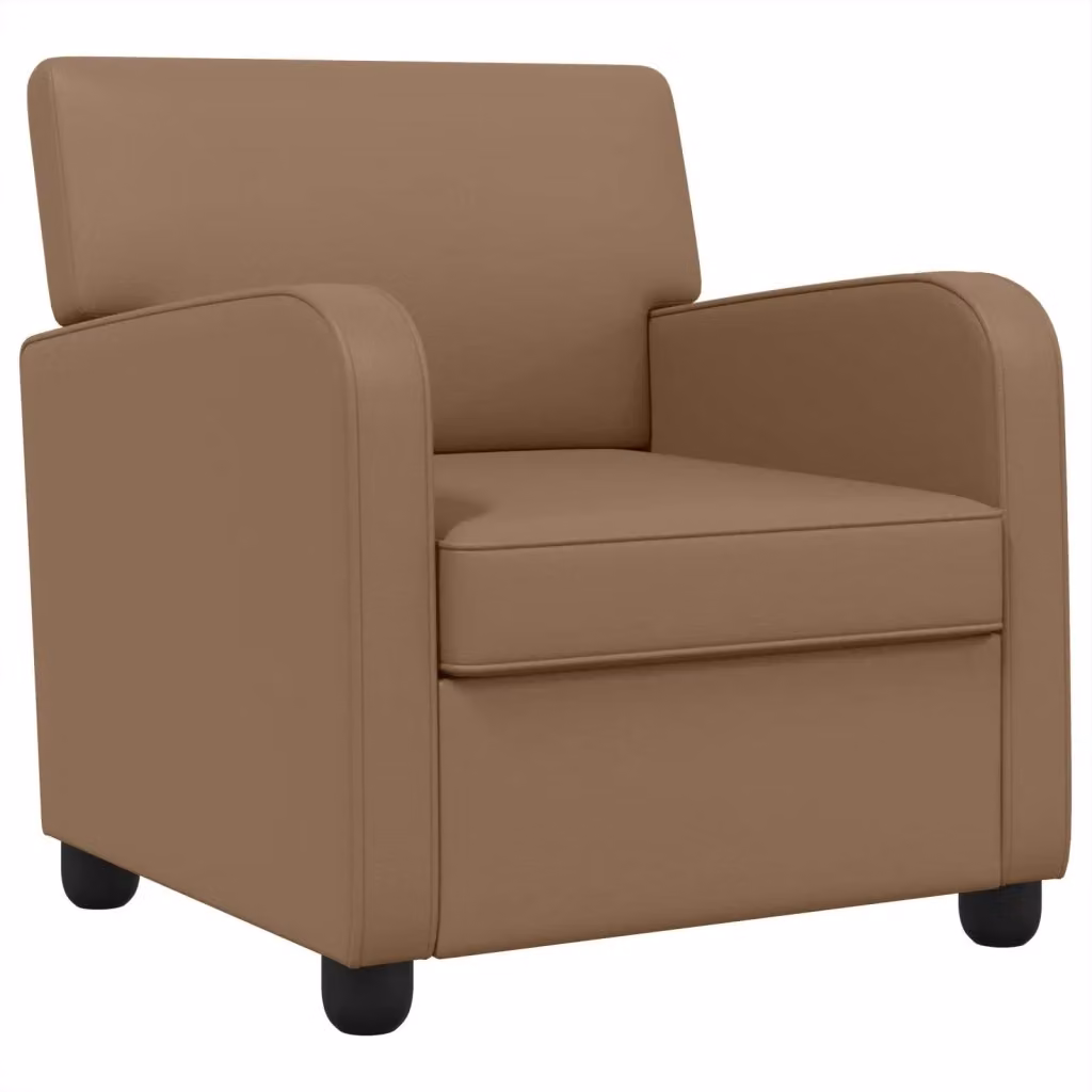 Poltrona moderna vidaXL in similpelle beige e marrone con braccioli e imbottitura in schiuma – 2