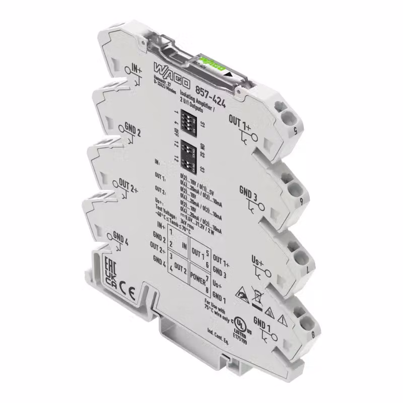 Amplificatore isolato WAGO; segnale di ingresso di corrente e tensione; tensione di alimentazione 24 V CC 857-424