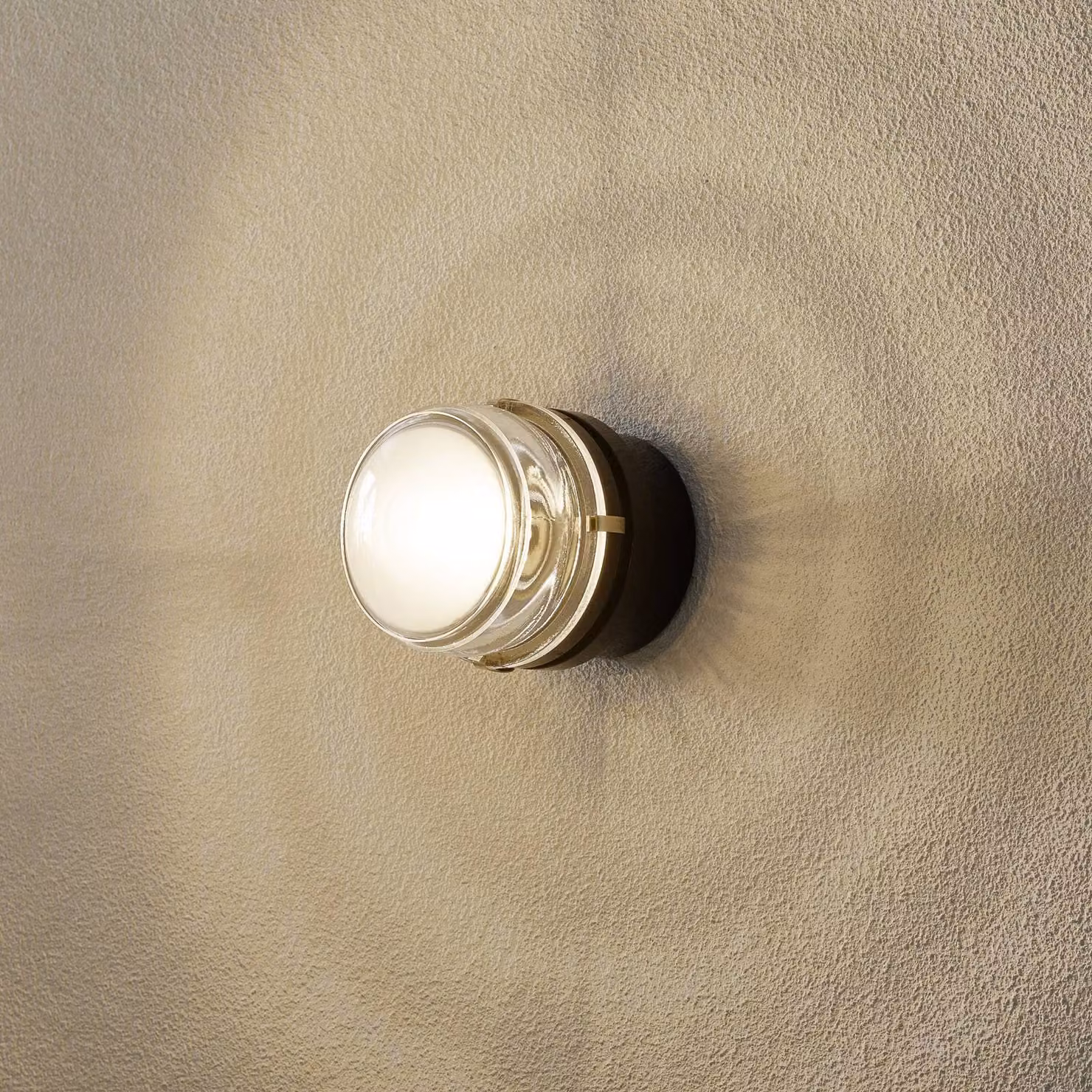 Oluce Applique da parete FRESNEL, dimmerabile, Chiaro / Trasparente, Bagno, Vetro, Design, Applique