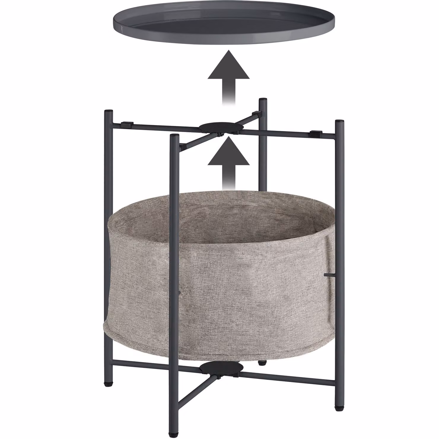 Tavolino rotondo Canterbury Tectake grigio scuro L: 45,5 cm, P: 45,5 cm, H: 53 cm – 2