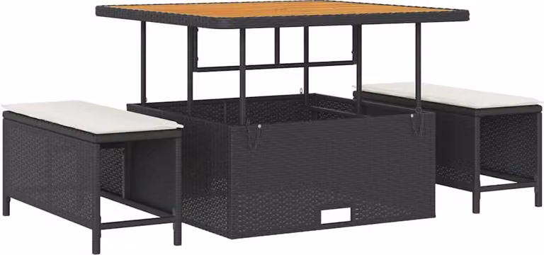 Set da Pranzo per Giardino Nero polyrattan