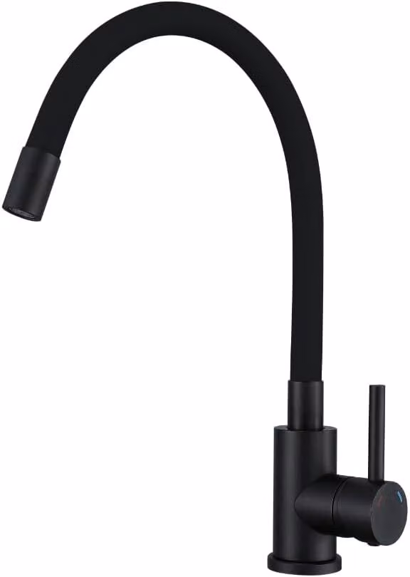 Rubinetto da cucina VBChome con doccetta flessibile in silicone nero – Rubinetto flessibile con miscelatore monocomando per lavello – Rubinetteria Dettaglio nero opaco