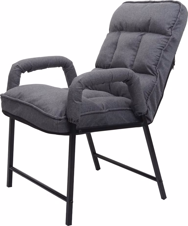 Sedia da pranzo HWC-K40, sedia imbottita, portata 160 kg schienale regolabile metallo ~ tessuto/tessuto grigio scuro