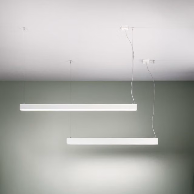 Lampada a sospensione LED Fabas Next Bianca dimmabile con luce up/down