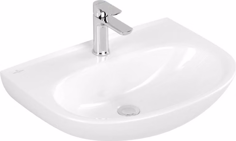 Lavabo V&B O.Novo 60x46cm, ovale, con rubinetto, senza sfioratore, bianco