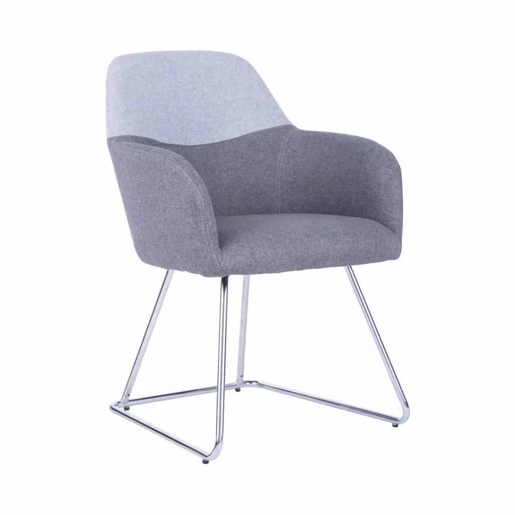Sedia da ufficio Azzone DMORA con braccioli, seduta ergonomica in tessuto grigio, L: 62 cm, H: 83 cm – 2