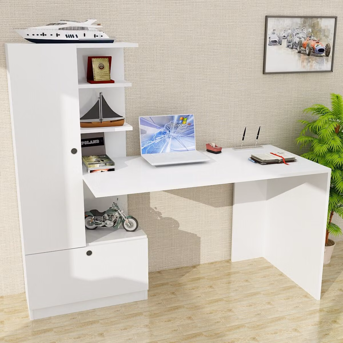 Skye Decor, Domingos - Bianco, Scrivanie, Bianco, 120 x 73,8 x 61,8 cm