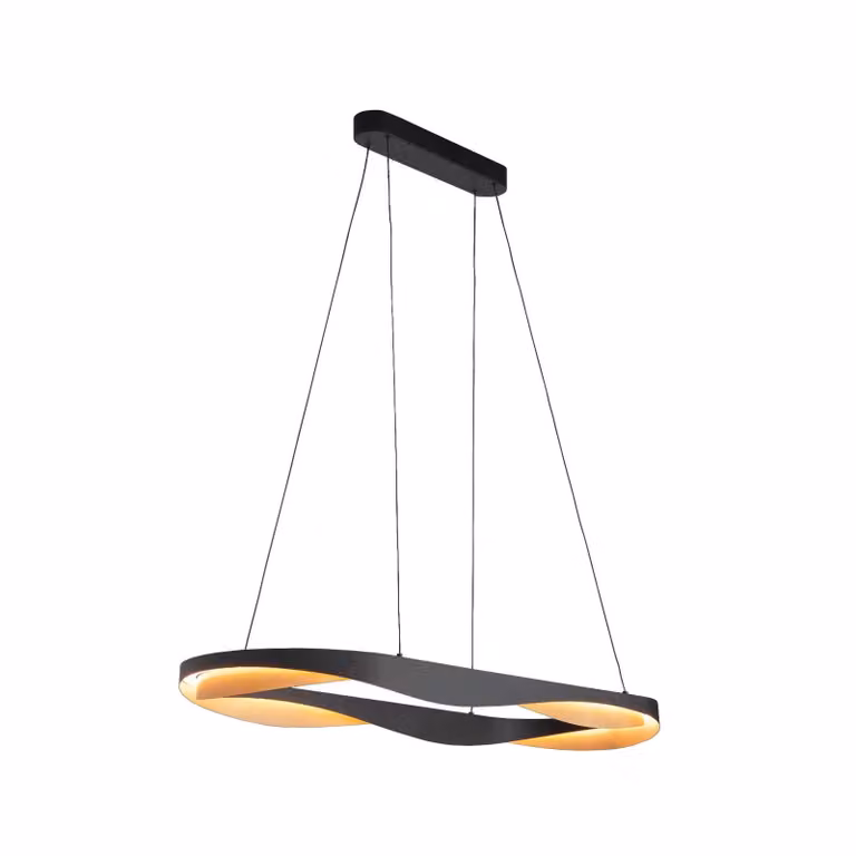 HighLight Lampada LED a sospensione Ascoli, 100 x 36 cm nero/oro, metallo, dimmerabile, Nero, Soggiorno / Sala da pranzo, Metallo, Moderno