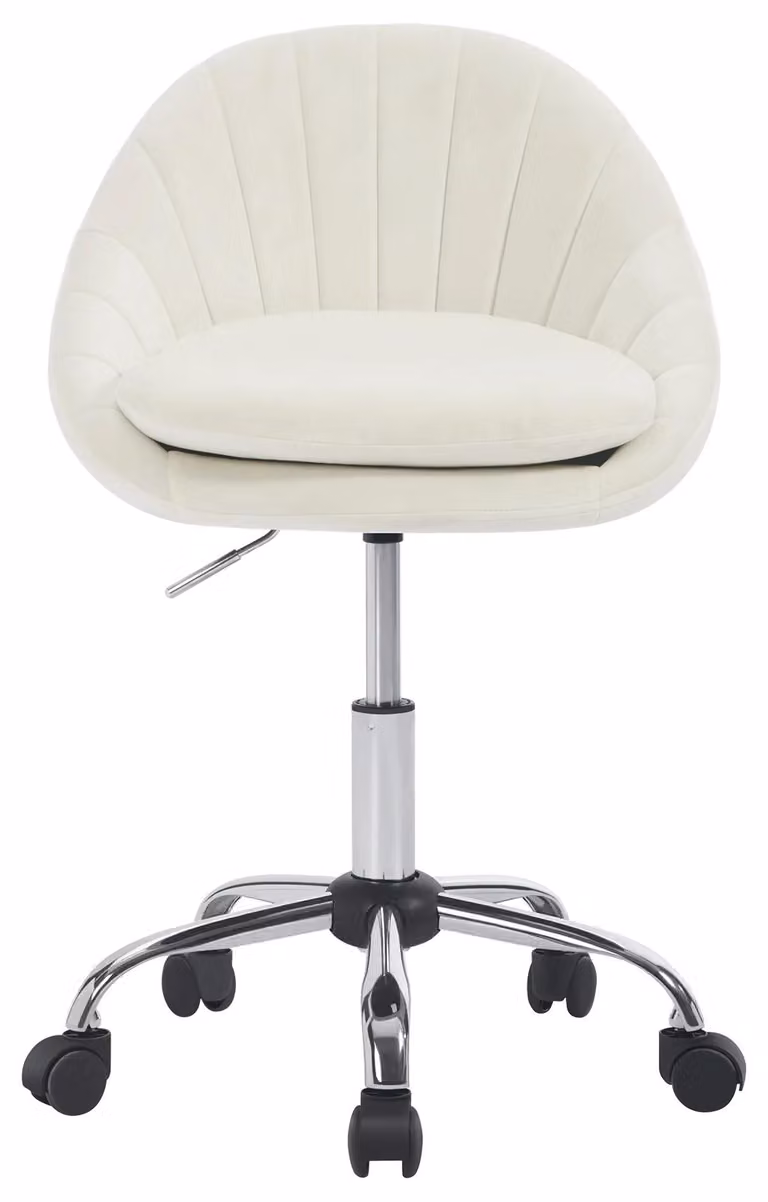 Sedia ergonomica per ufficio - Sedia per parrucchieri/estetista - Regolabile in altezza - Girevole - Con rotelle - Imbottita - Rivestita in velluto - Colore beige